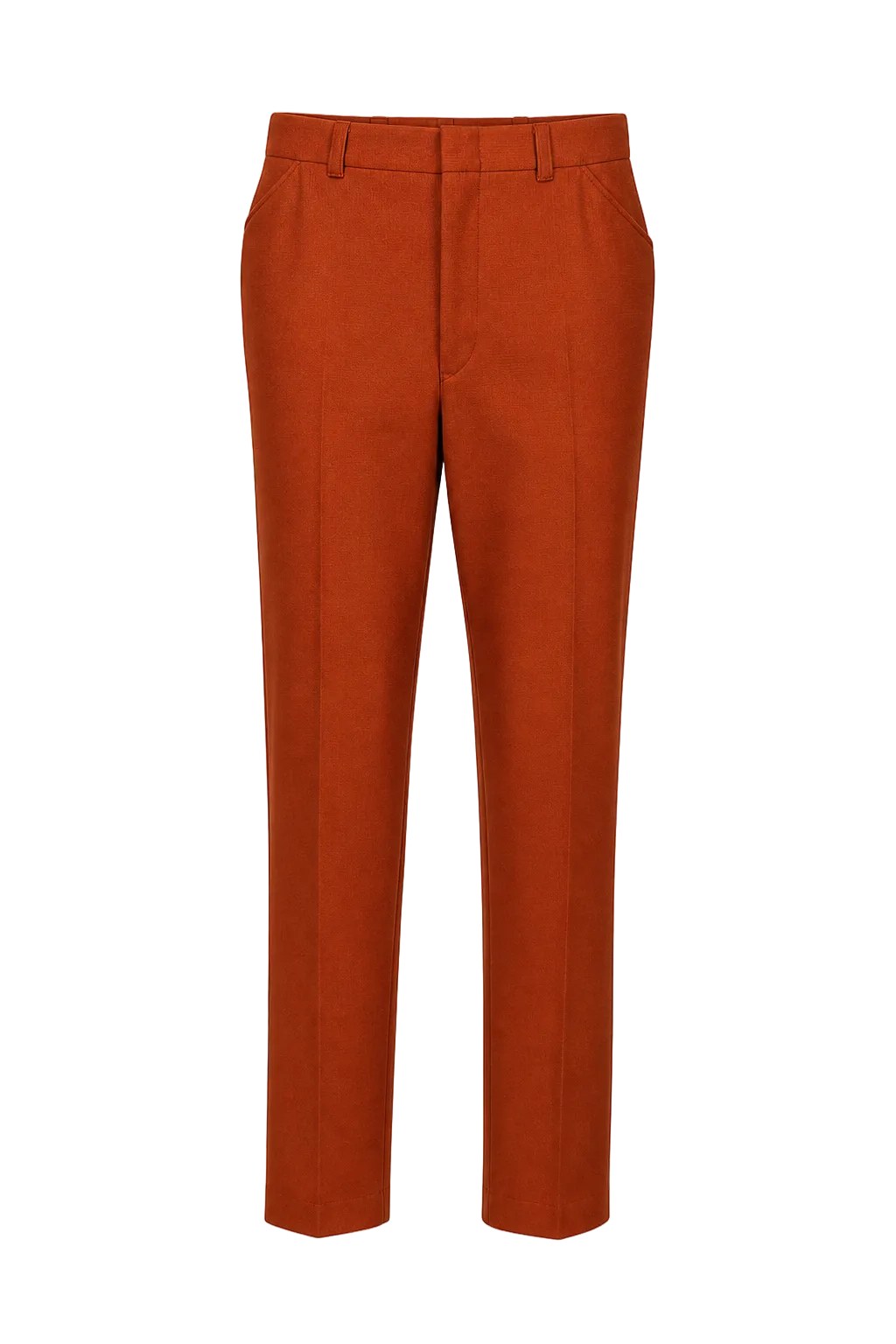 1970s Bright Orange Wool Trousers - Front View
