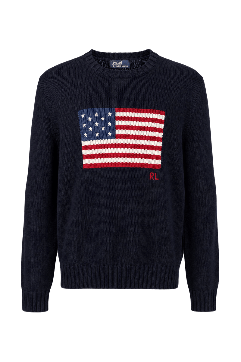 1990s Navy Blue Cotton Sweater - Front View