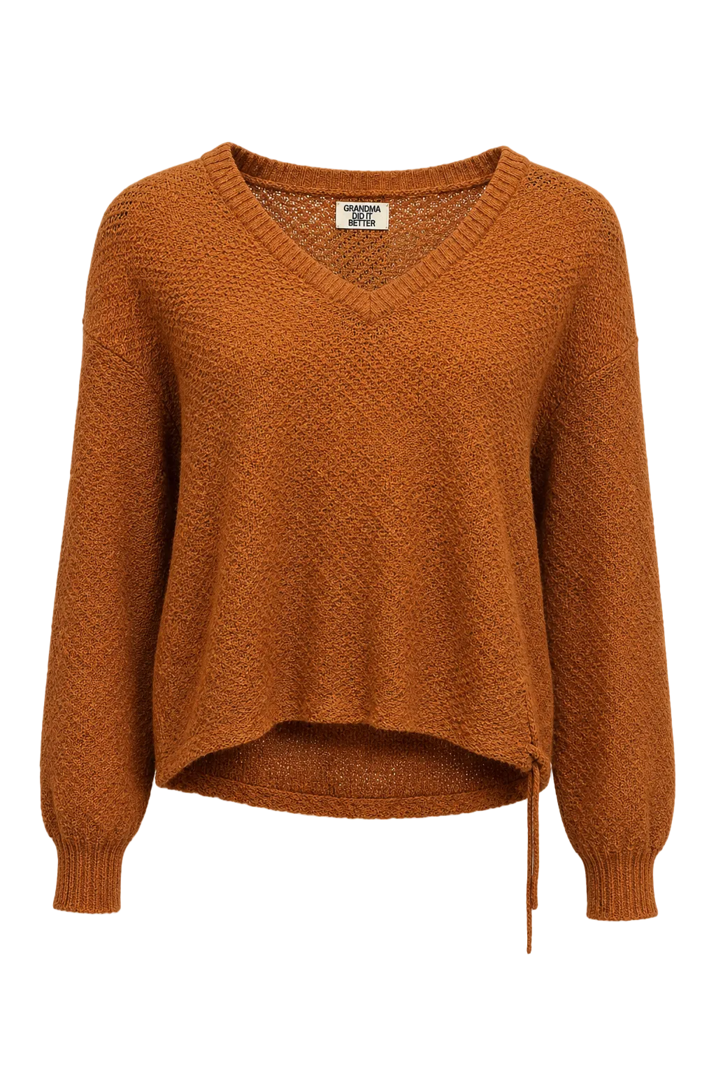 1990s Rust Brown Cotton Sweater - Front View