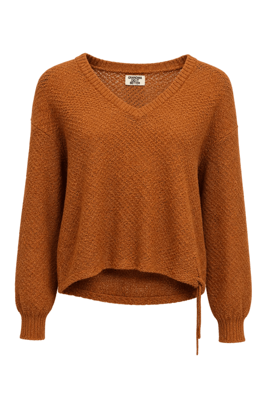 1990s Rust Brown Cotton Sweater - Front View