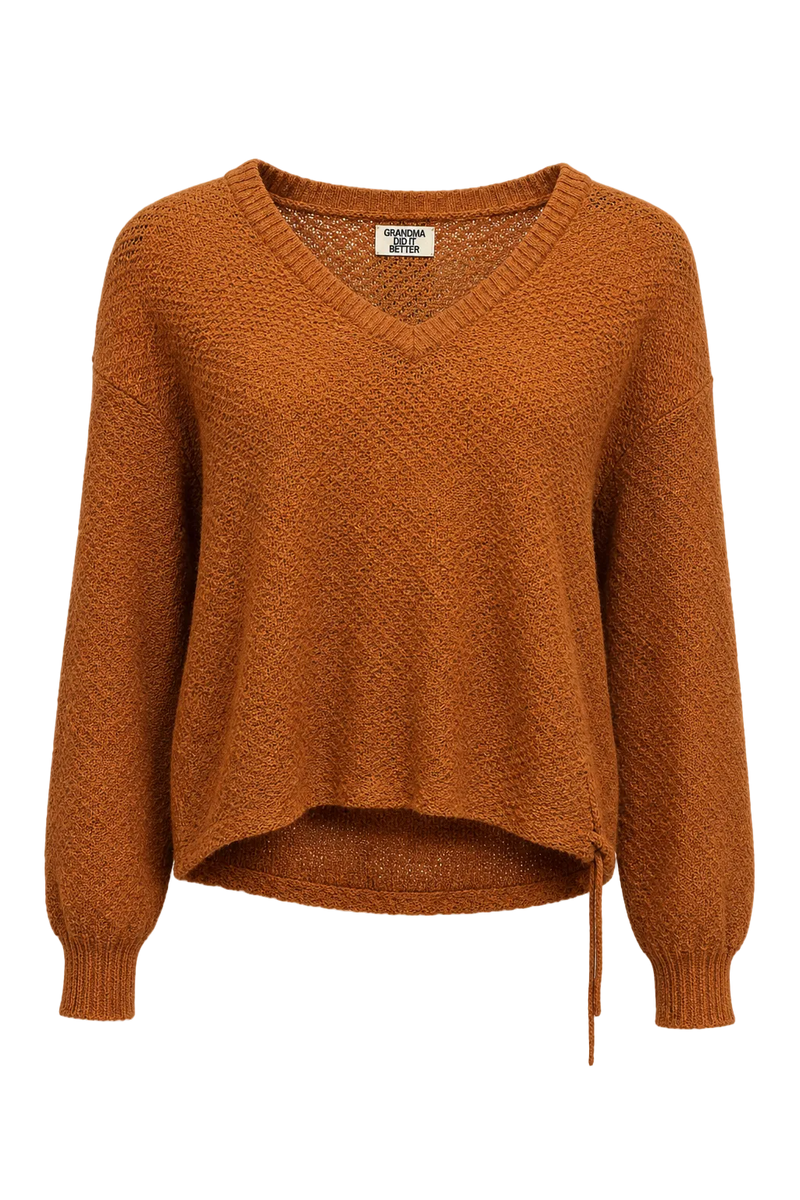 1990s Rust Brown Cotton Sweater - Front View