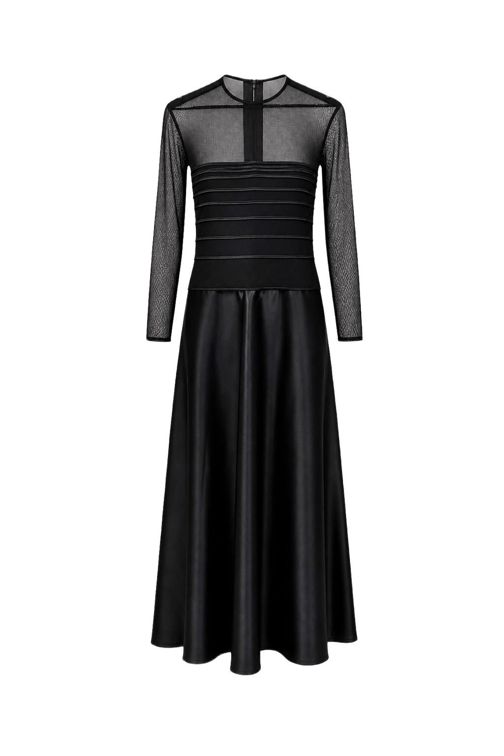 1990s Black Polyester Blend Dress - Front View