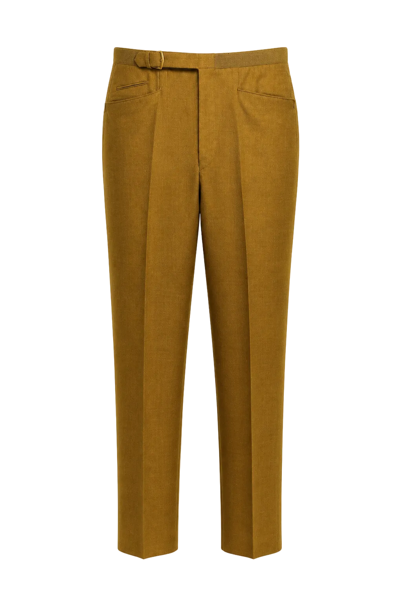 1980s Gold Wool Blend Trousers - Front View