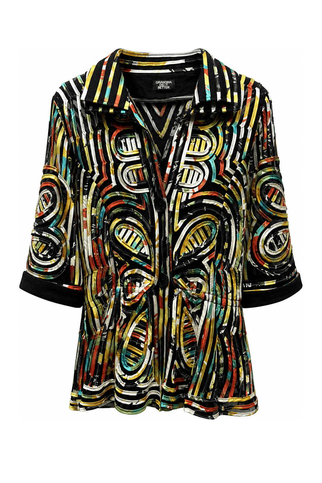 1980s Multicolor Synthetic Blouse - Front View