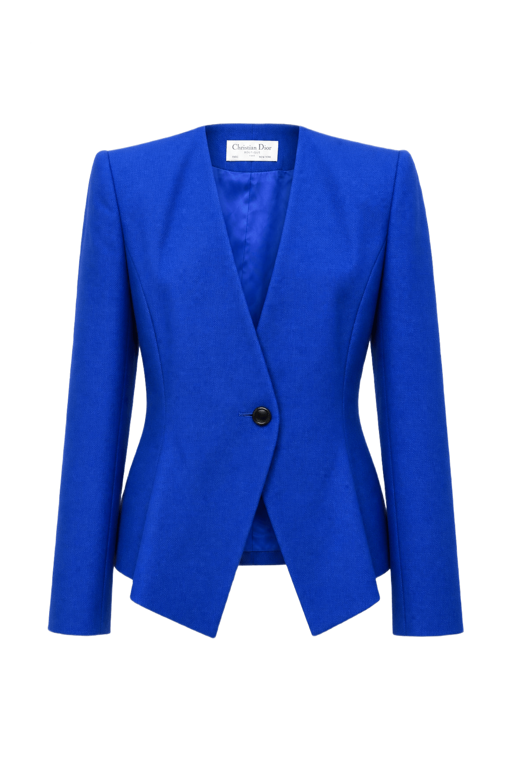 1980s Cobalt Blue Wool Blend Blazer - Front View