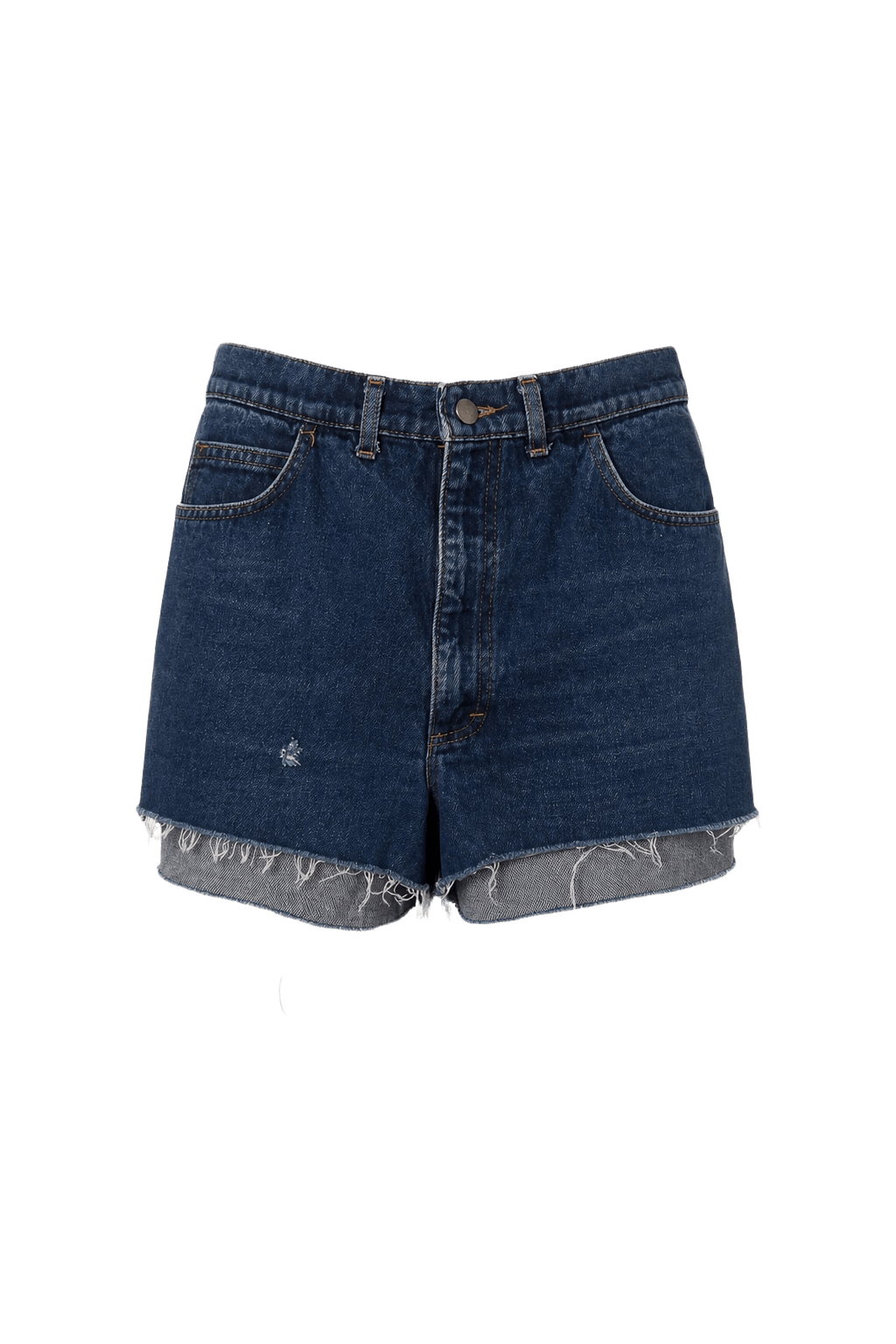 1990s Dark Blue Cotton Denim Shorts - Front View