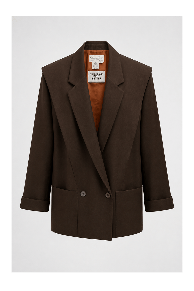 1980s Brown Wool Blend Blazer - Front View