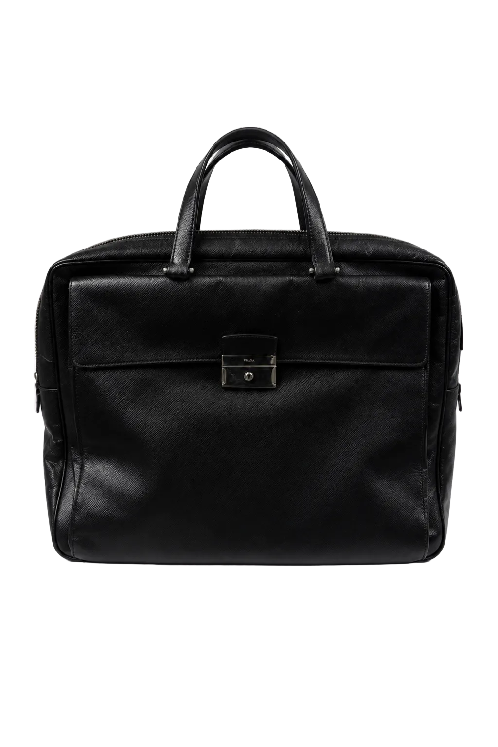 1980s Black Leather Bag - Front View