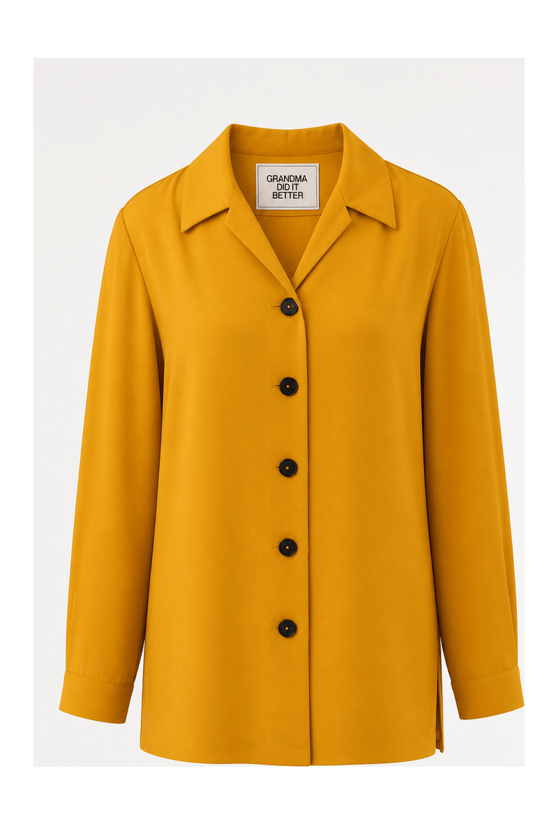 1990s Mustard Yellow Synthetic Blend Jacket - Front View