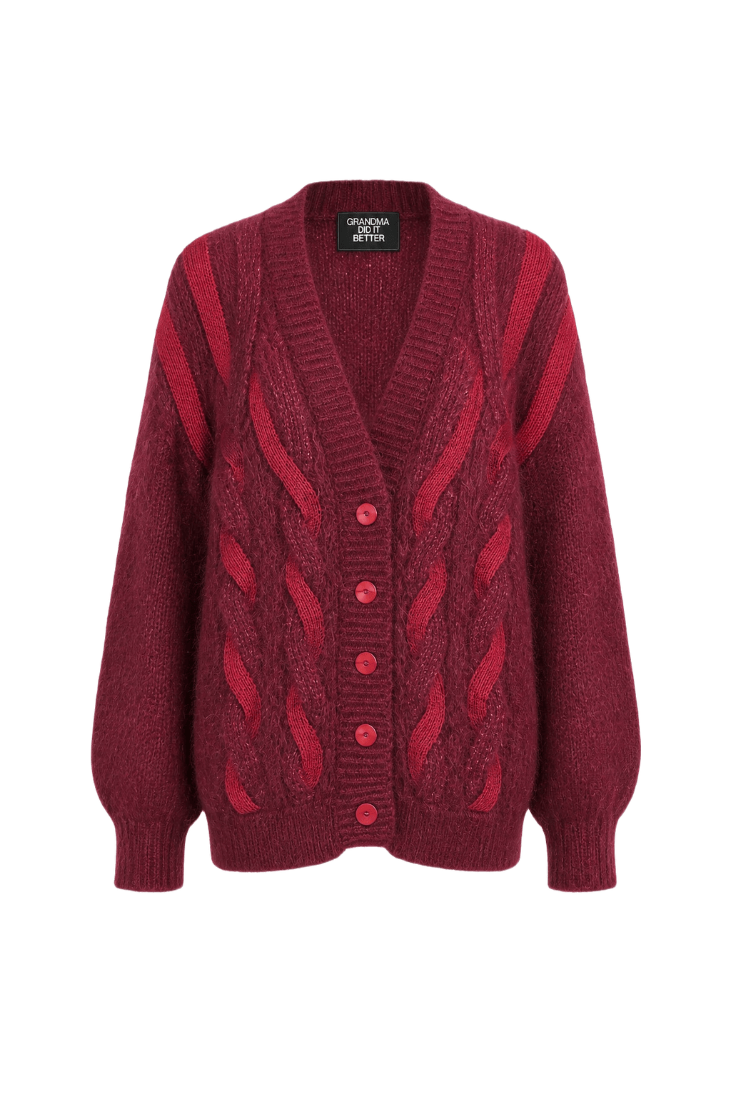 1990s Deep Burgundy Wool Blend Sweater - Front View