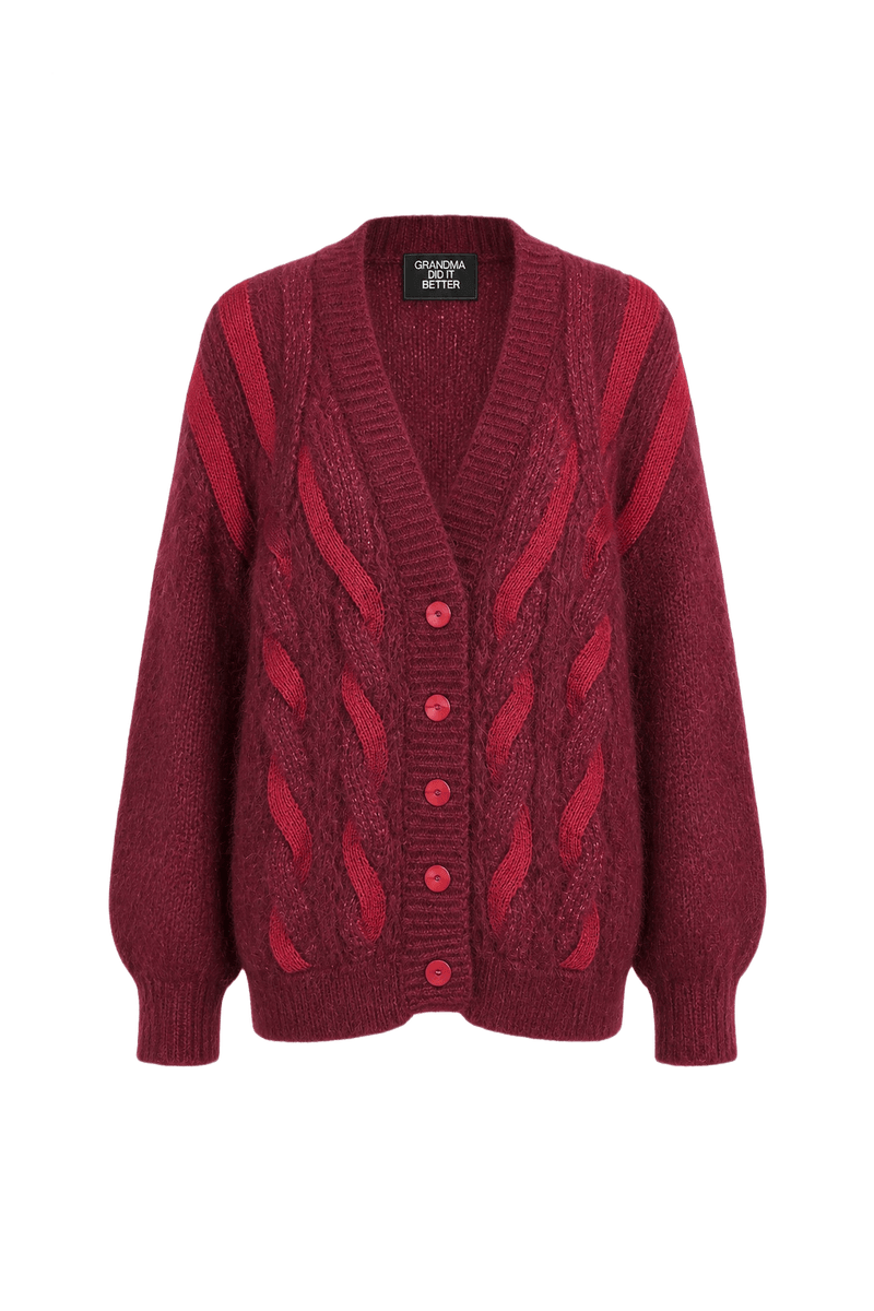 1990s Deep Burgundy Wool Blend Sweater - Front View