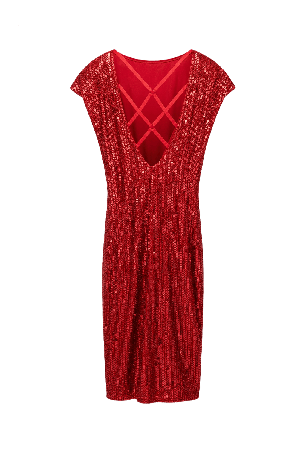 1980s Red Synthetic Dress - Front View