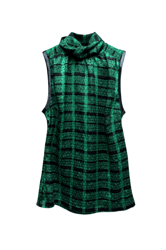 1980s Green Polyester Blend Sleeveless Top - Front View