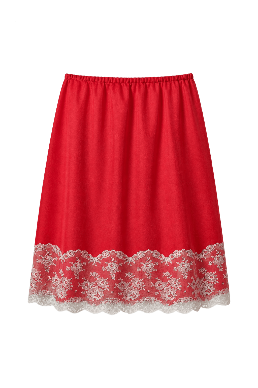 1980s Red Polyester Skirt - Front View