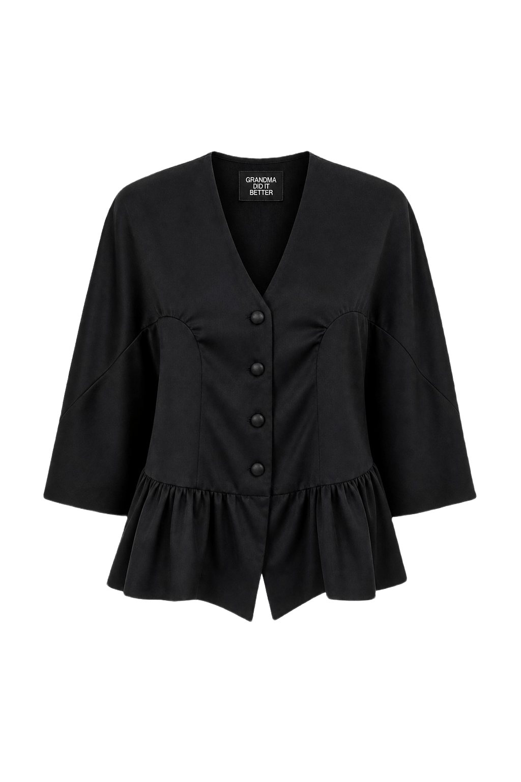 1980s Black Synthetic Blend Blazer - Front View