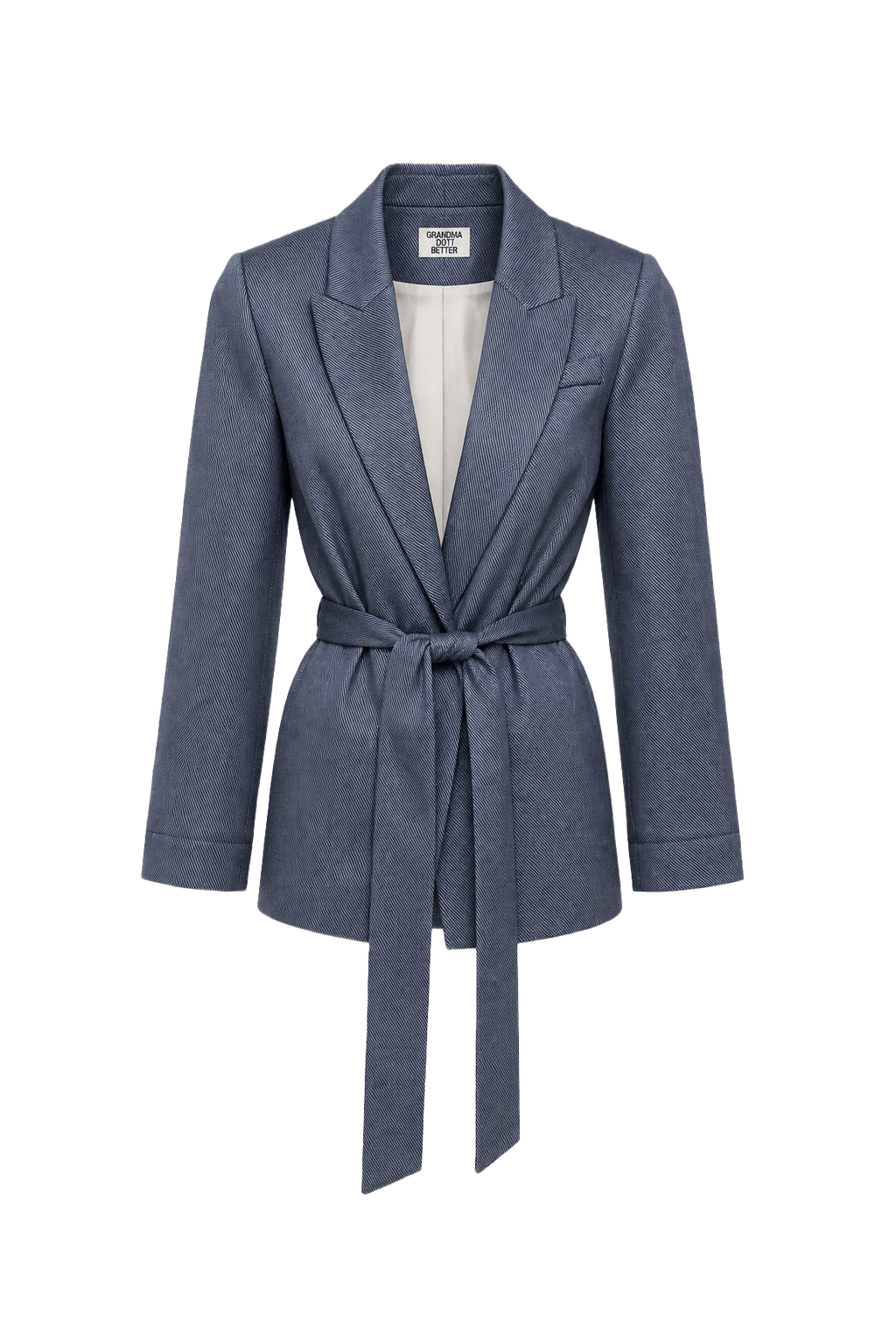 1990s Steel Blue Wool Blend Blazer - Front View