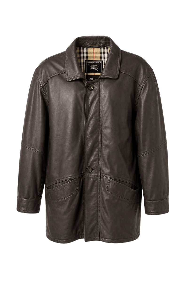 1980s Dark Brown Leather Jacket - Front View