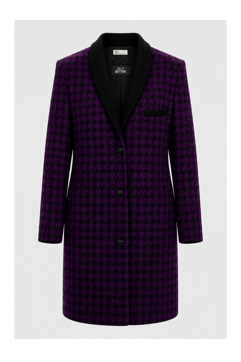 1990s Black Wool Blend Coat - Front View