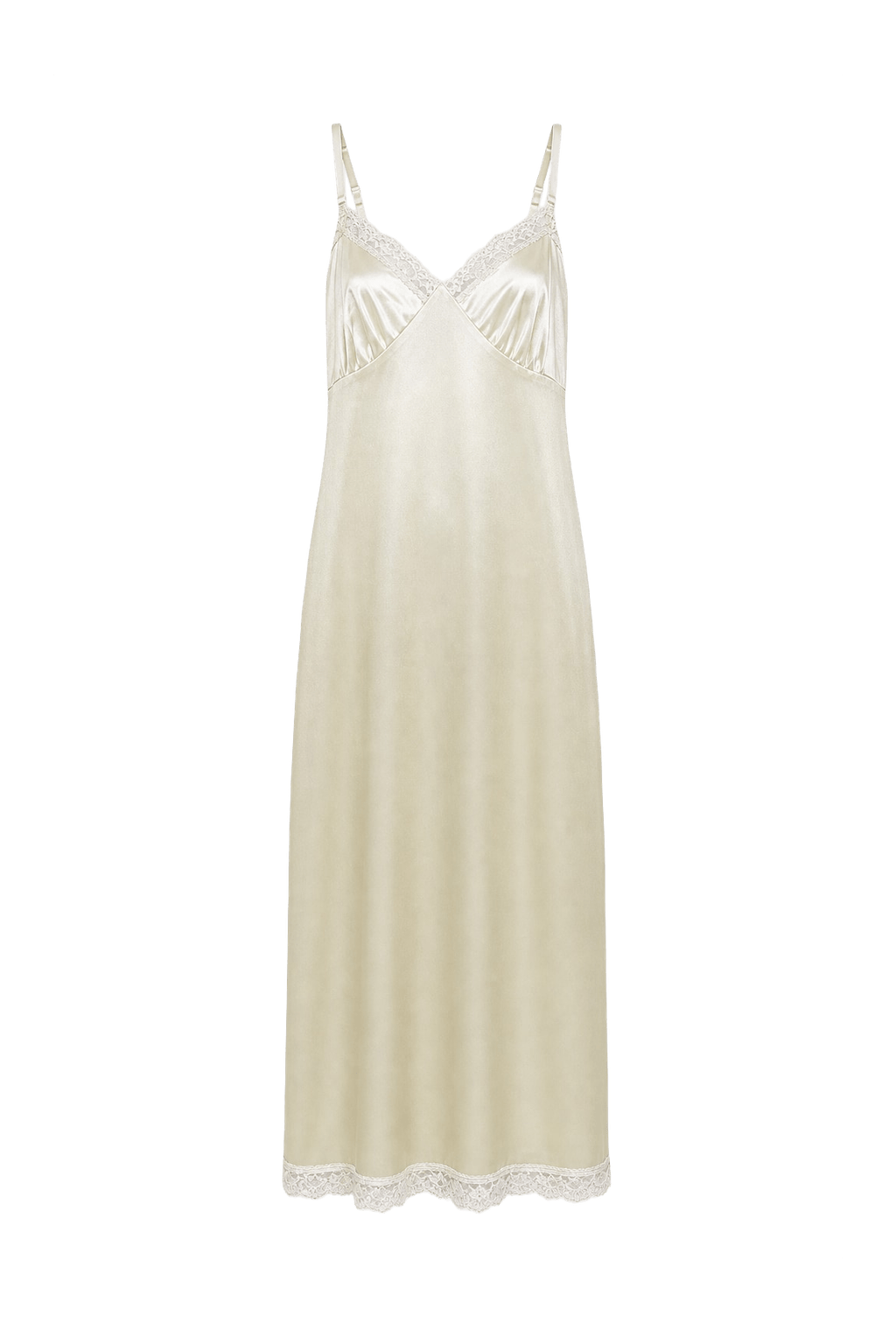 1960s Ivory Nylon Maxi Dress - Front View