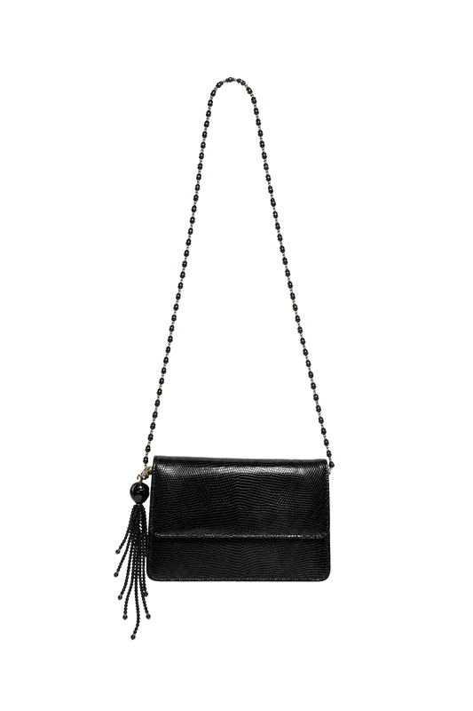 1980s Black Leather Bag - Front View