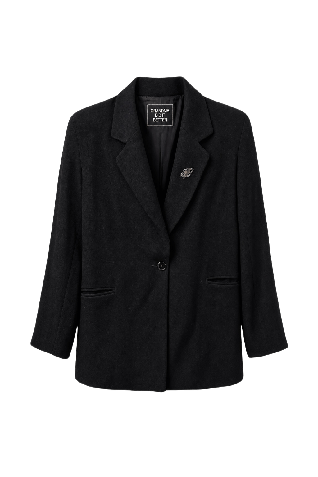 1950s Black Wool Blazer - Front View