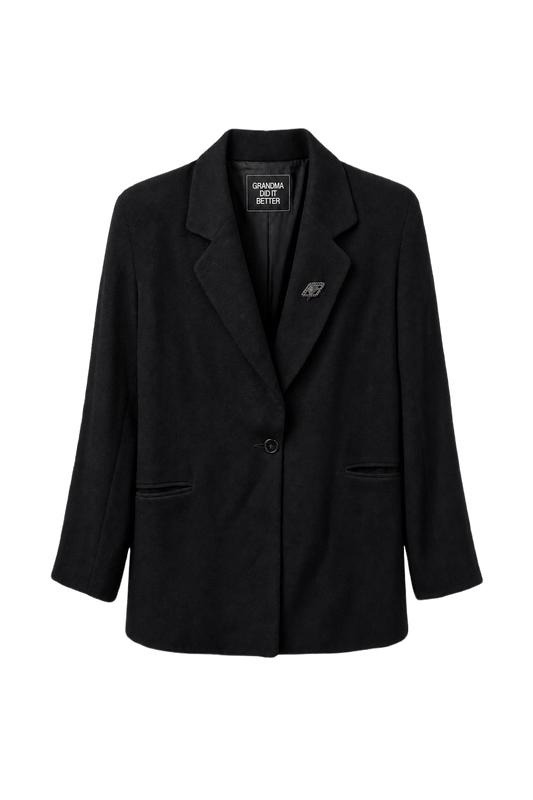 1950s Black Wool Blazer - Front View