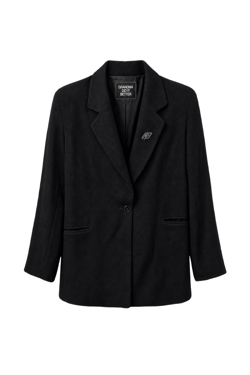 1950s Black Wool Blazer - Front View