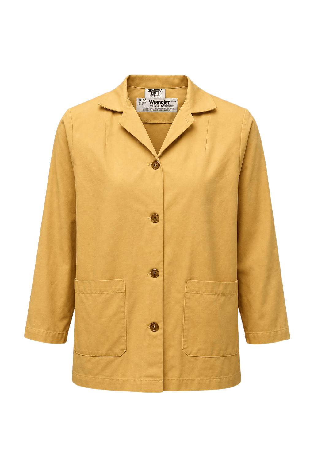 1970s Mustard Yellow Cotton Blend Jacket - Front View