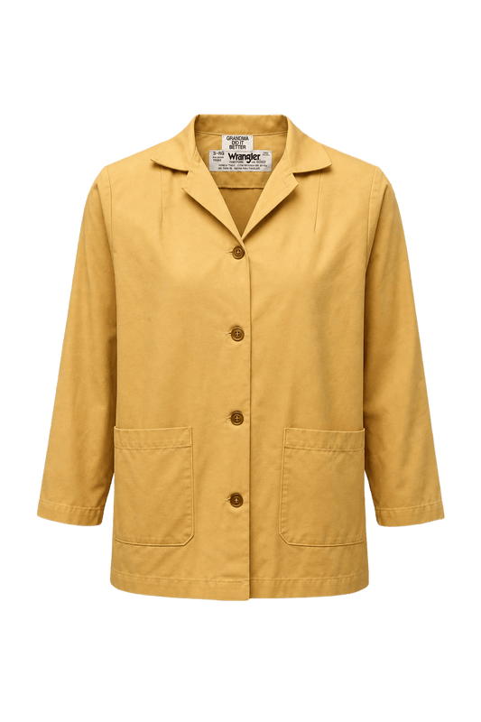 1970s Mustard Yellow Cotton Blend Jacket - Front View