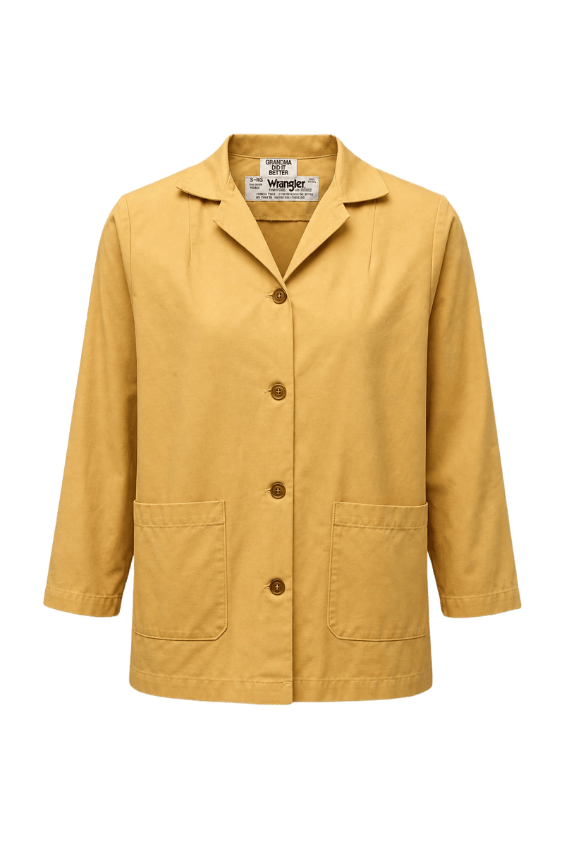 1970s Mustard Yellow Cotton Blend Jacket - Front View