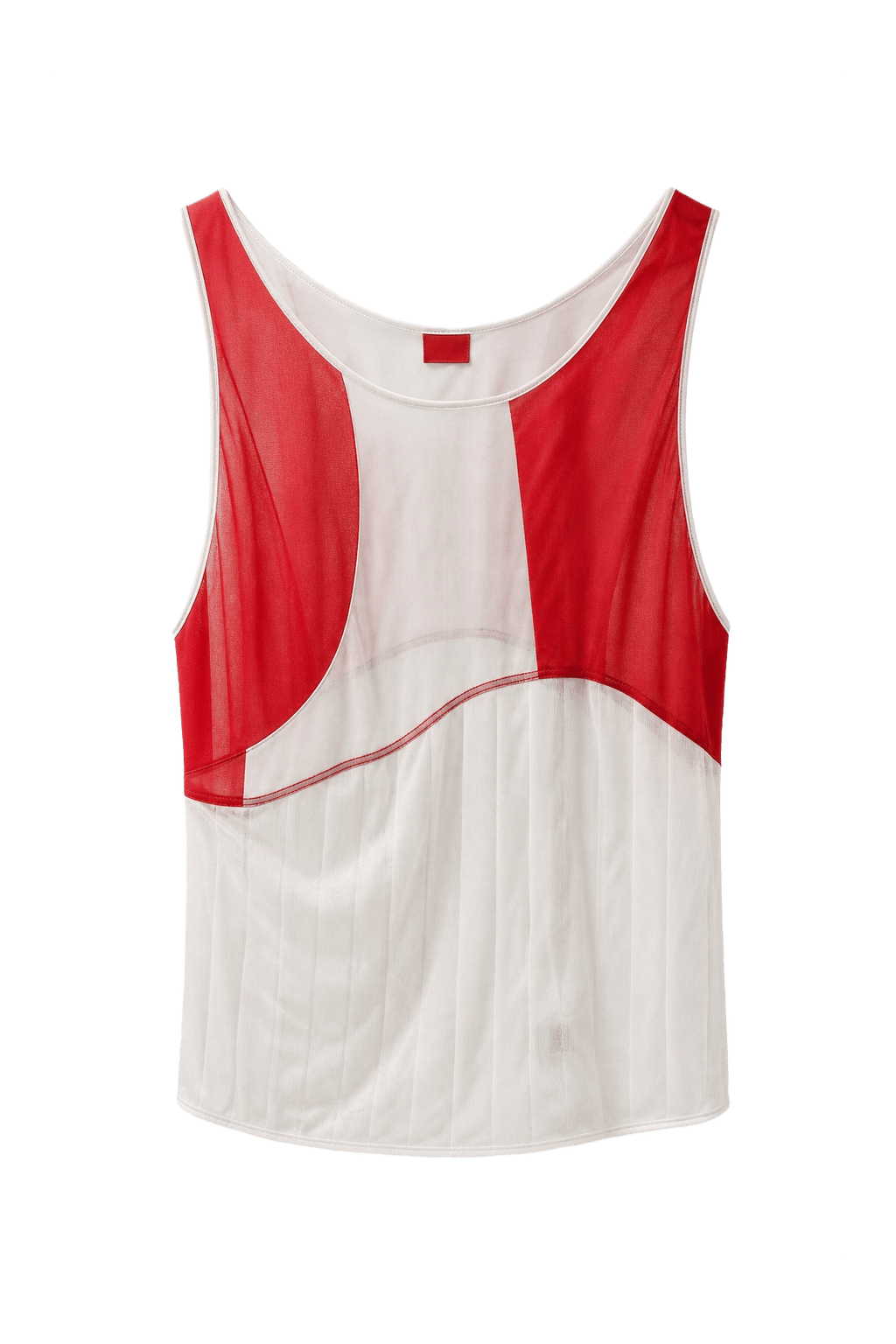 1980s Red White Synthetic Blend Tank Top - Front View