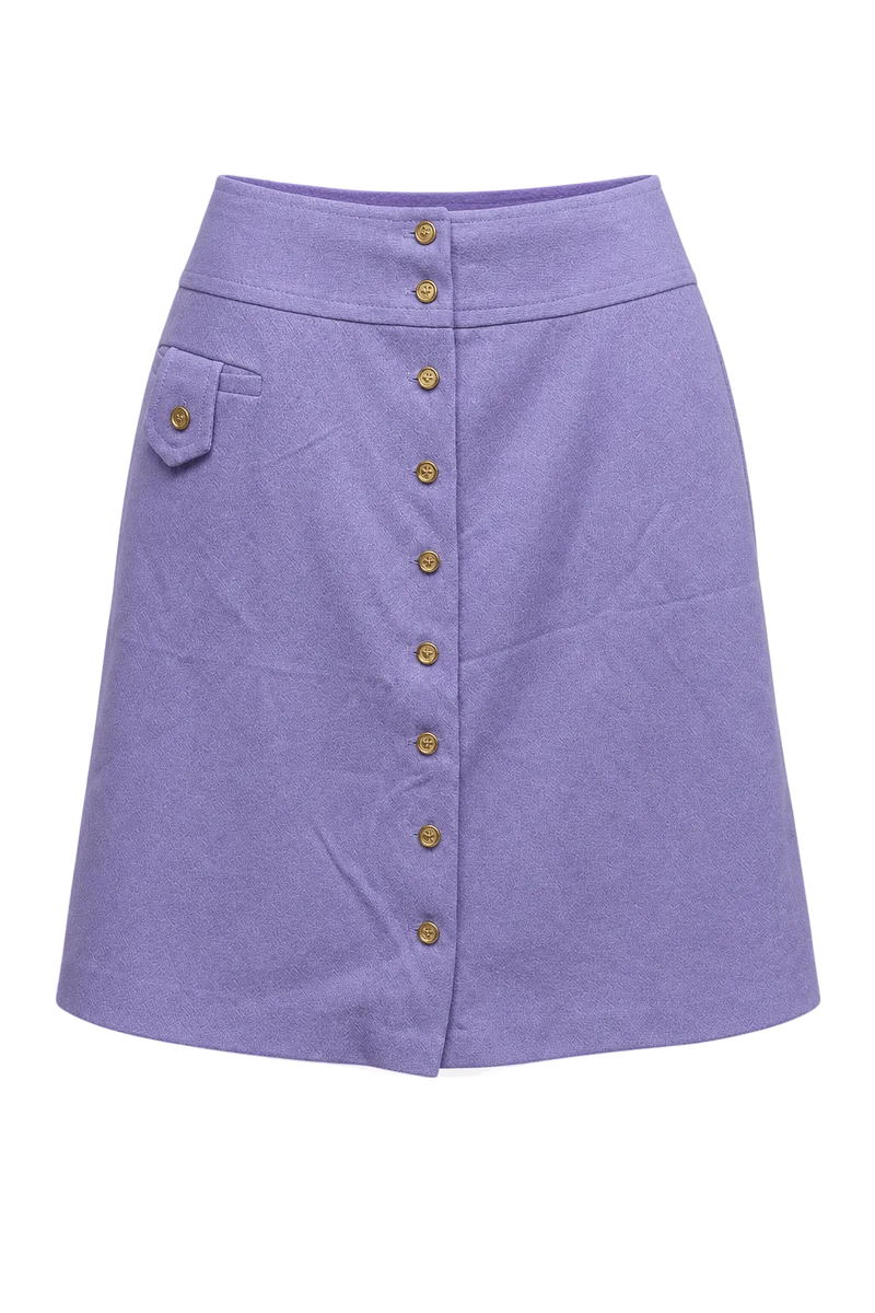 1970s Lavender Synthetic Blend Skirt - Front View