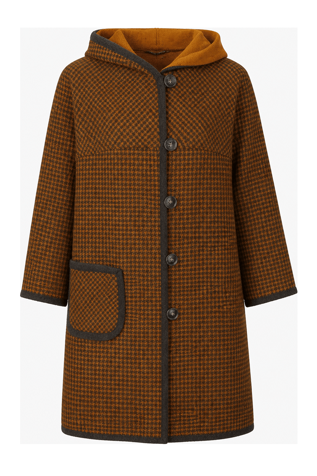 1960s Brown Wool Blend Coat - Front View