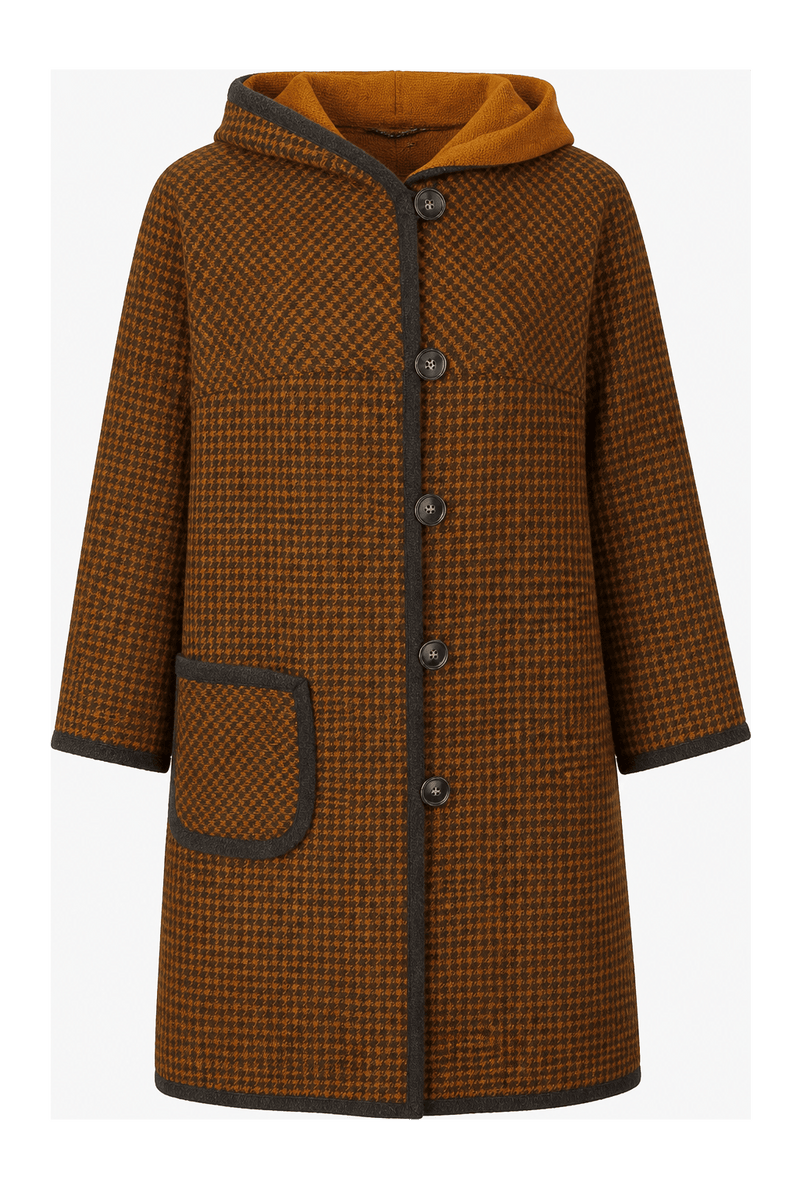 1960s Brown Wool Blend Coat - Front View
