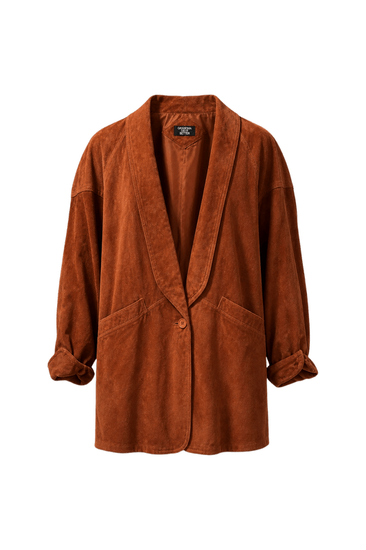 1980s Earthy Orange Suede Blazer - Front View