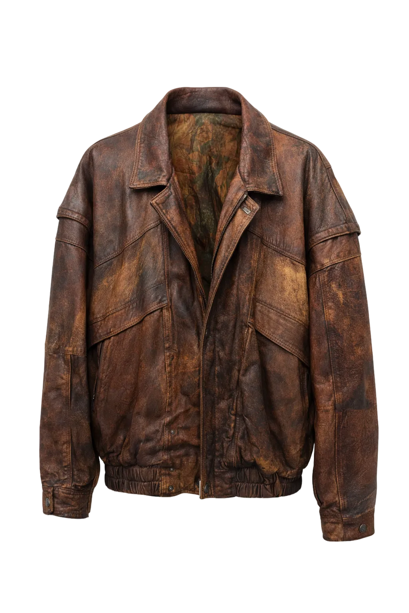 1990s Brown Leather Jacket - Front View