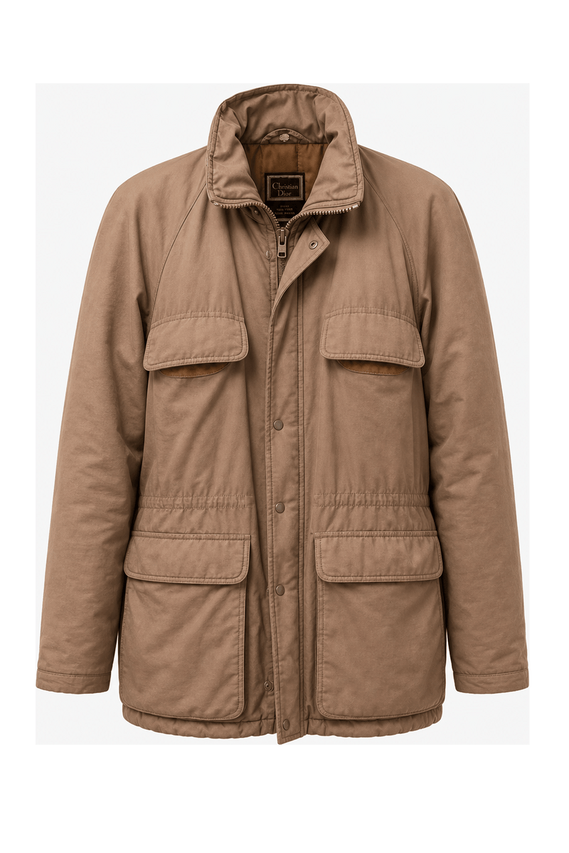 1990s Tan Cotton Blend Jacket - Front View