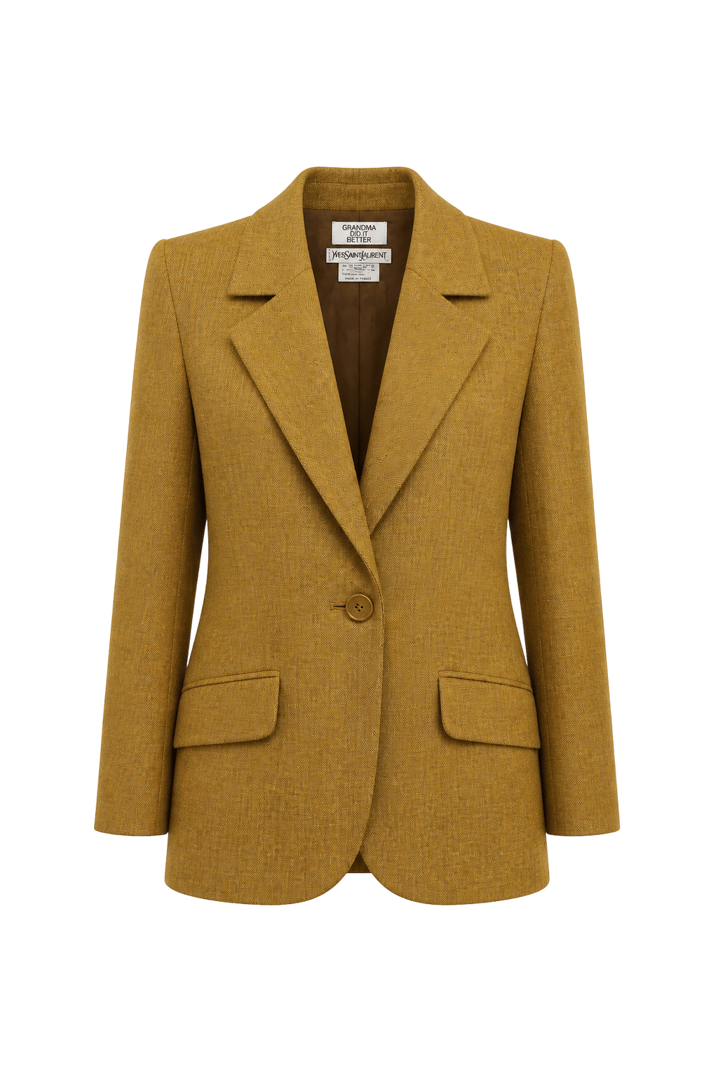 1990s Tan Wool Blend Blazer - Front View