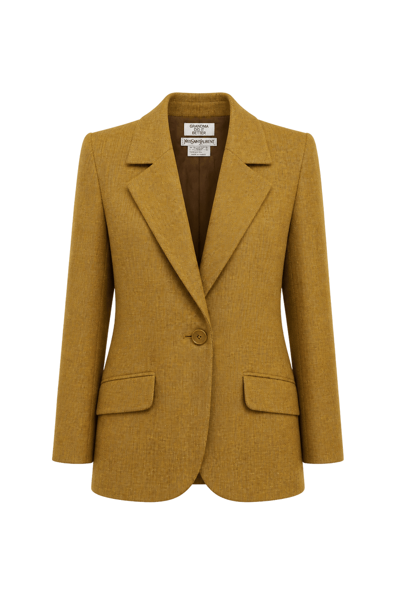 1990s Tan Wool Blend Blazer - Front View