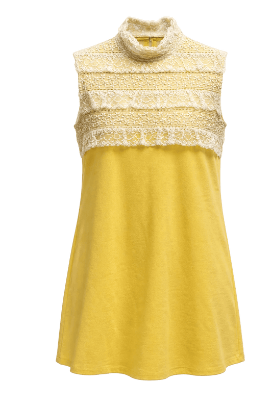 1960s Yellow Velvet Dress - Front View