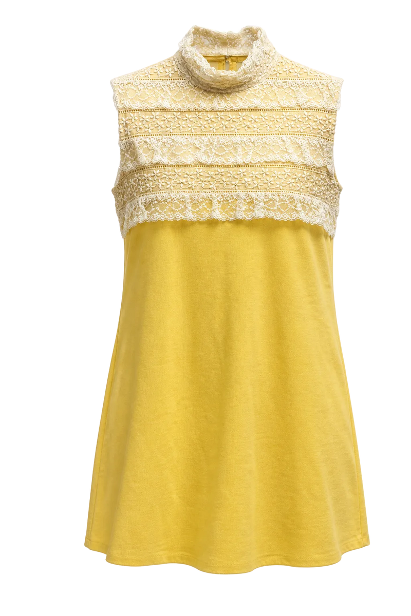 1960s Yellow Velvet Dress - Front View