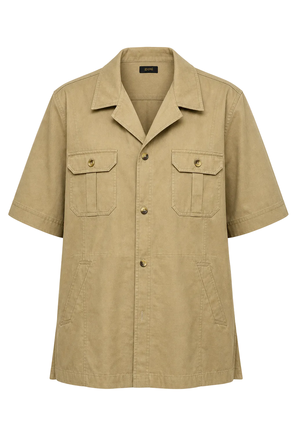 1980s Khaki Cotton Shirt - Front View