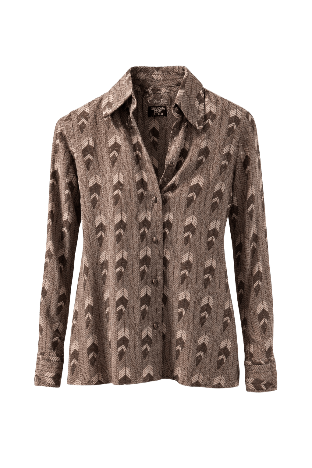 1980s Brown Cotton Shirt - Front View