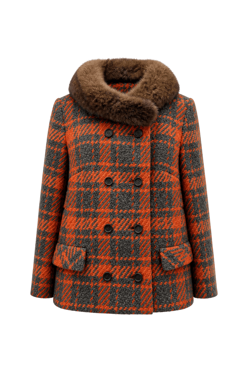 1960s Orange Wool Coat - Front View