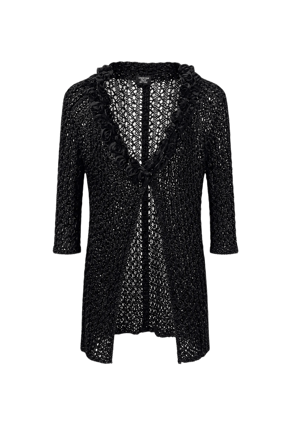 1980s Black Knit Cardigan - Front View