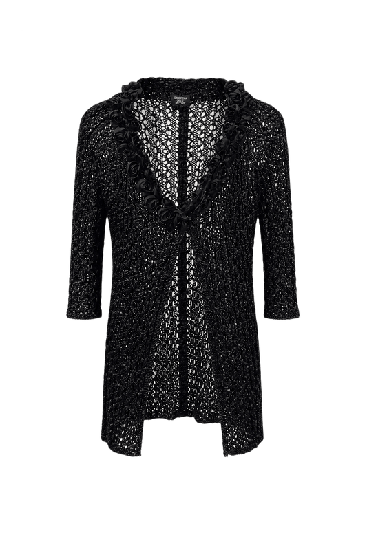 1980s Black Knit Cardigan - Front View