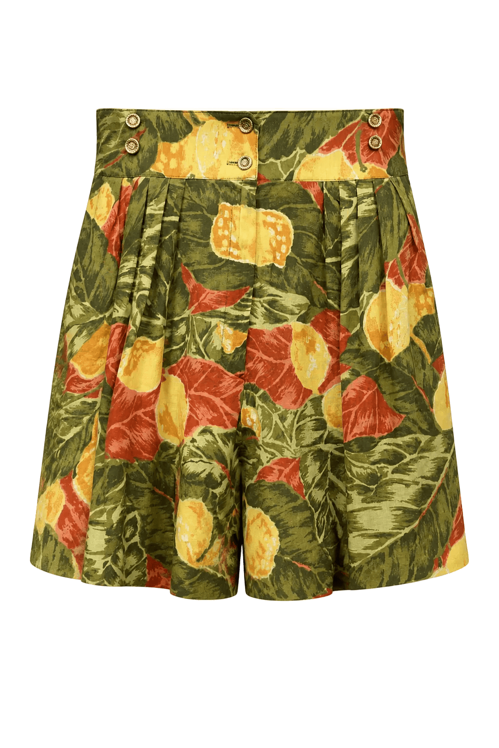 1980s Green Rayon Shorts - Front View