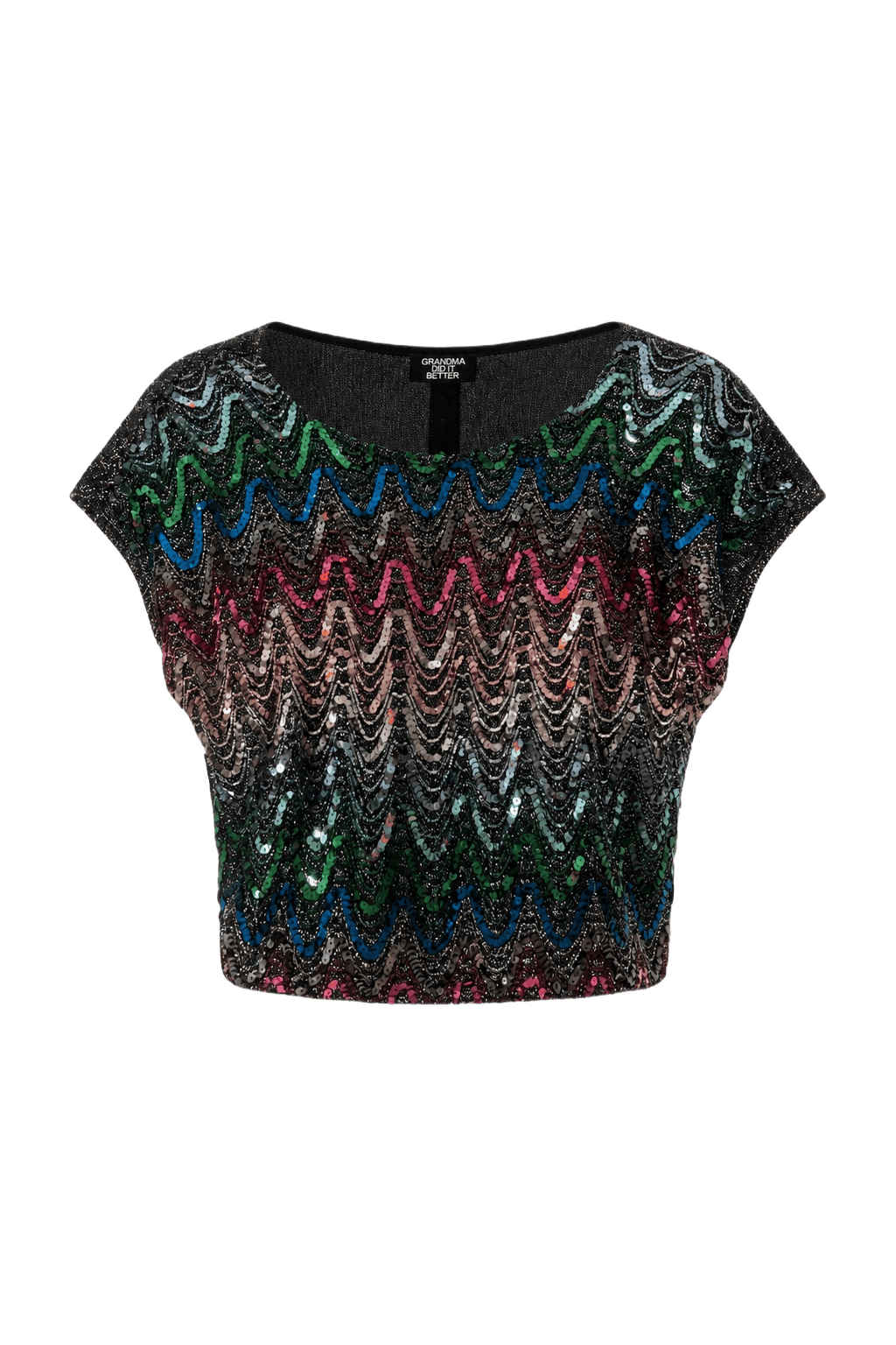 1980s Black Polyester Blouse - Front View