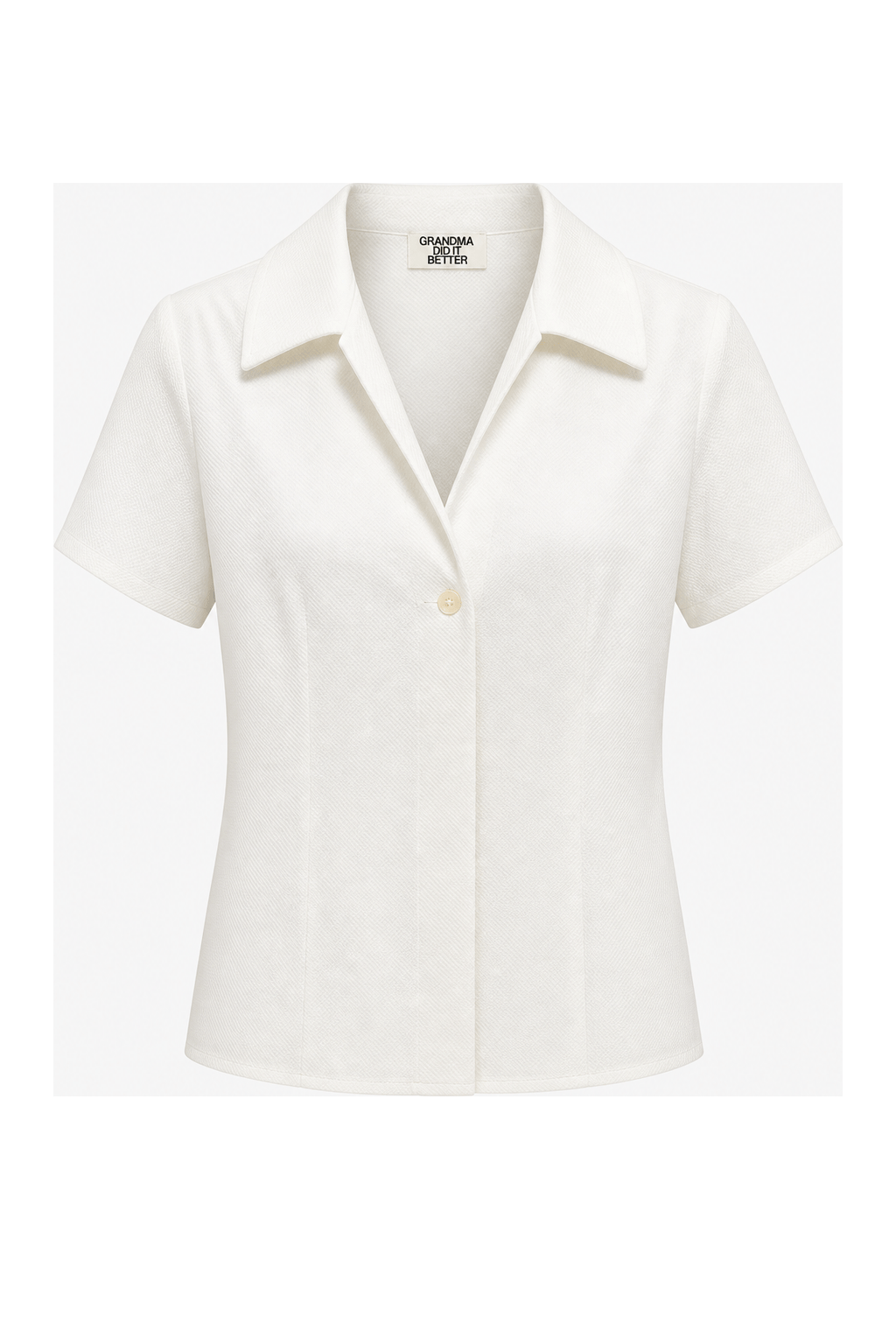 1970s White Cotton Blend Shirt - Front View