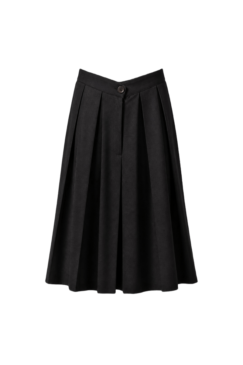 1960s Black Synthetic Blend Skirt - Front View